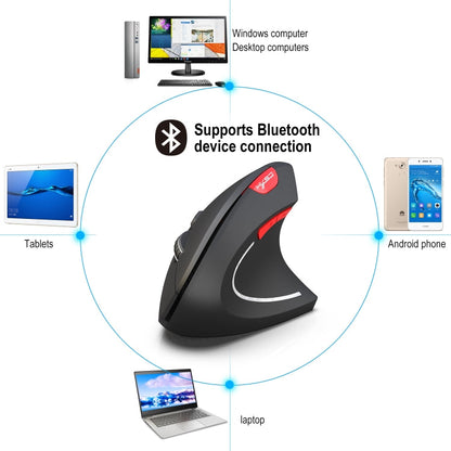 HXSJ T29 Bluetooth 3.0 Wireless Bluetooth 6-Keys 2400 DPI Adjustable Ergonomics Optical Vertical Mouse, 6 Buttons T29 Grey