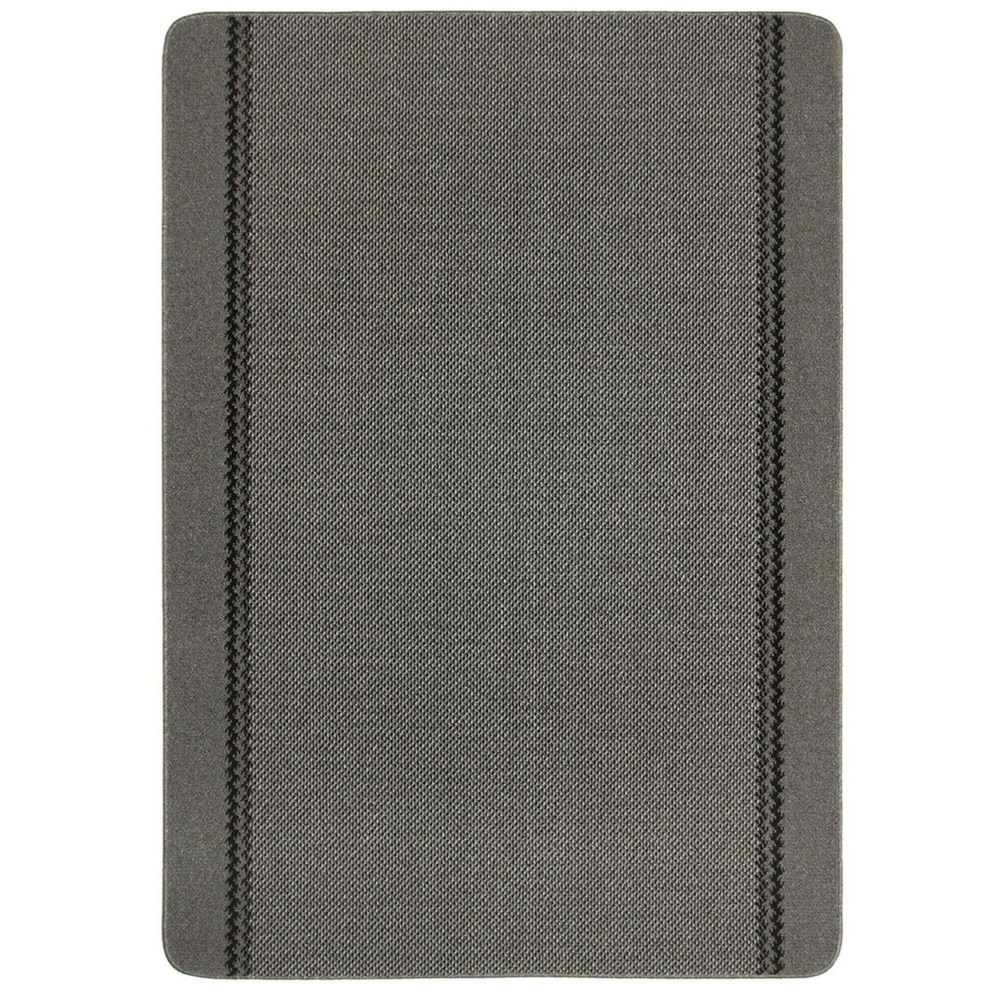 Washable Bordered Dark Grey Rug | 116D