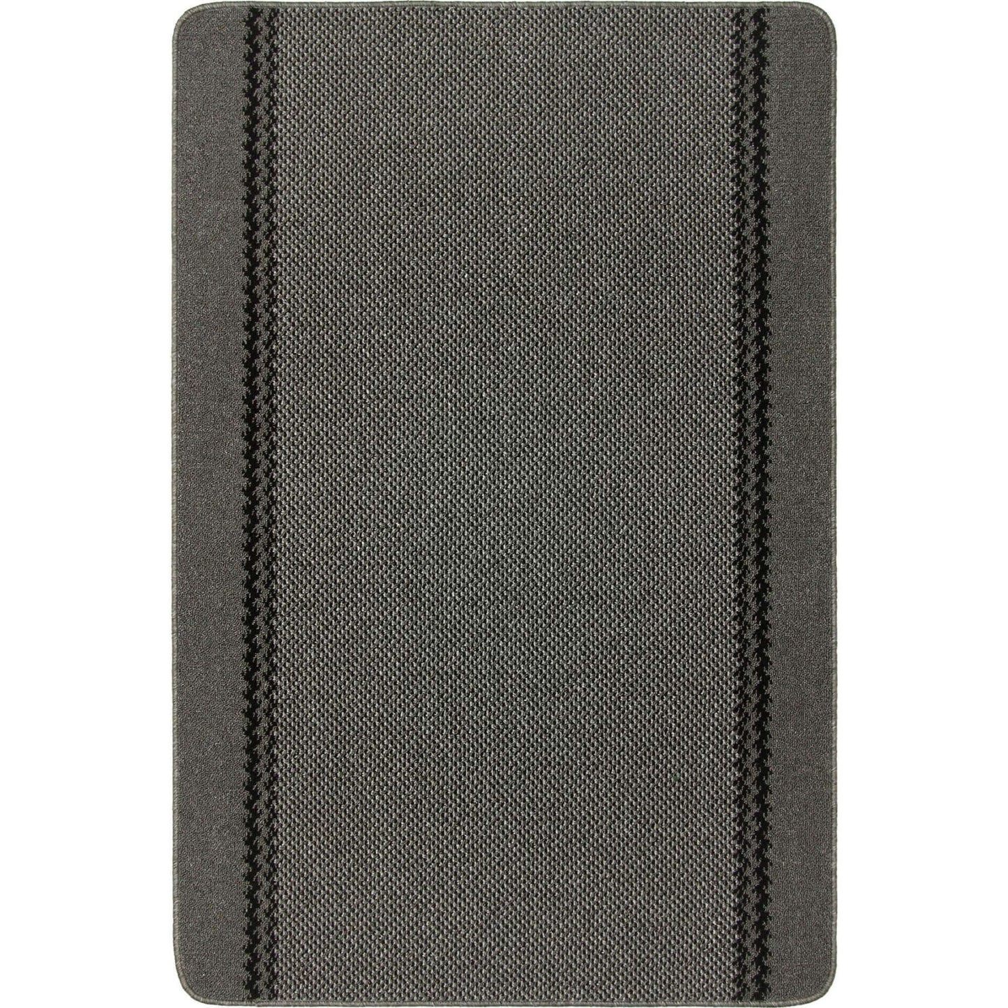 Washable Bordered Dark Grey Rug | 116D