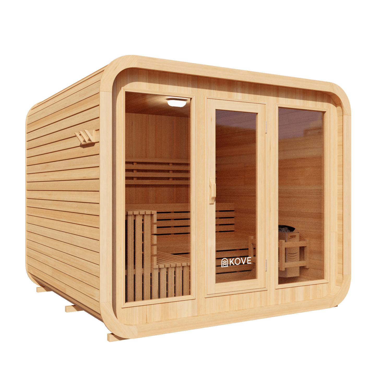 KOVE Cube Sauna 5–6 Person Outdoor Sauna – Premium Spruce Wood, 8kW Heater, Modern Cube Design