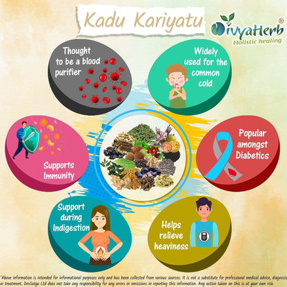 DivyaHerb Kadu Kariyatu Powder 100 gram - Daily Wellness Support