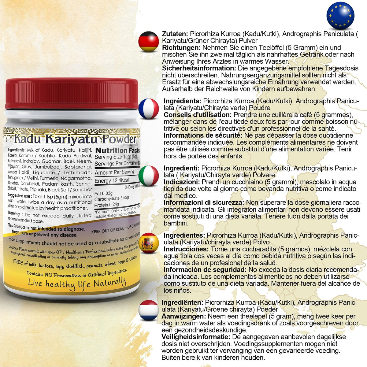 DivyaHerb Kadu Kariyatu Powder 100 gram - Daily Wellness Support
