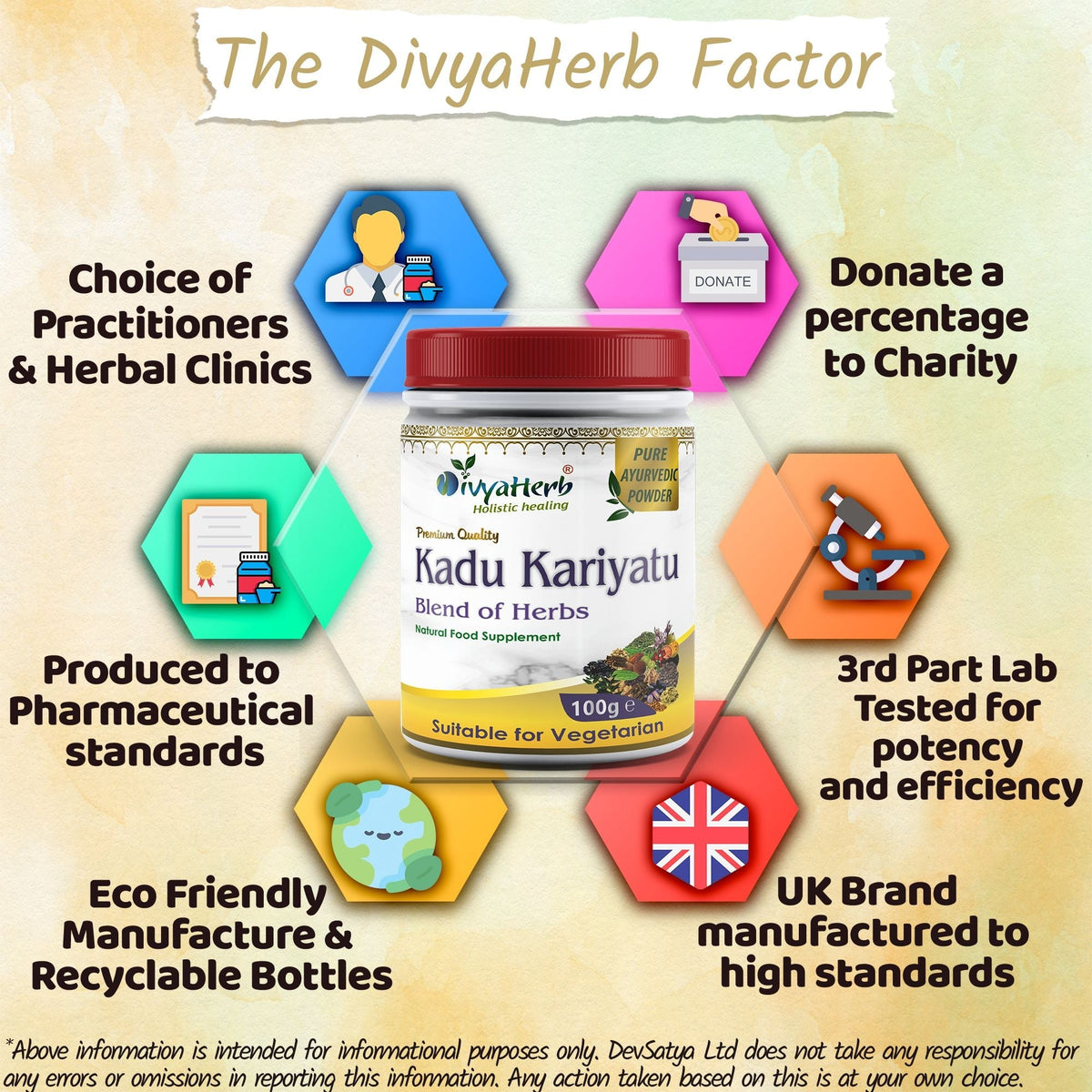 DivyaHerb Kadu Kariyatu Powder 100 gram - Daily Wellness Support