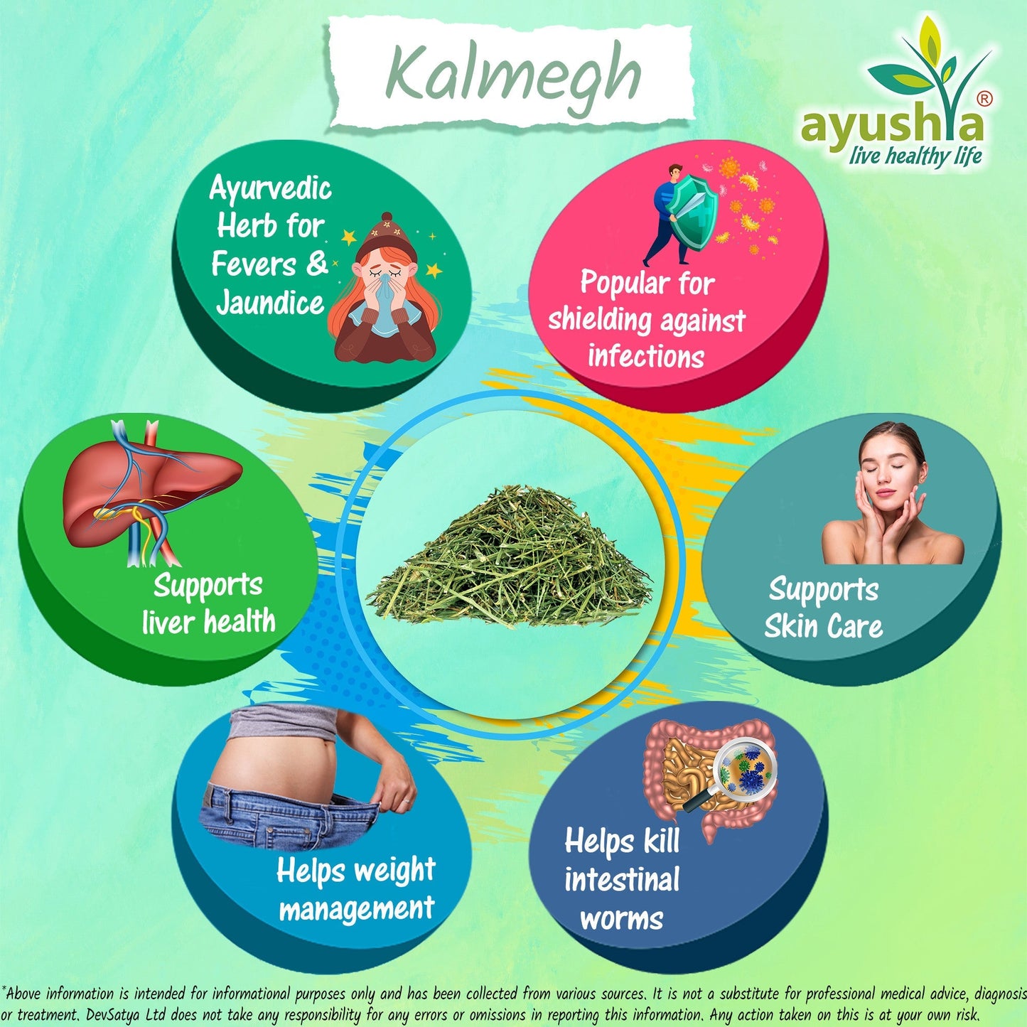 Ayushya Andrographis Kalmegh Chirata Capsules Liver & Immune Wellness Support - Vegan, Gluten Free, Non-GMO, 60 Capsules