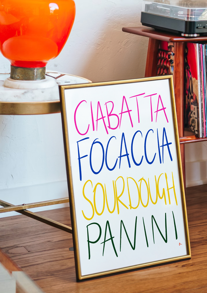Bread Lovers | Colourful Bold Kitchen Typographic Print