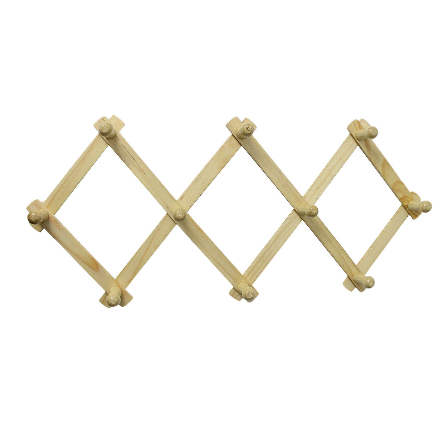 Wooden Diamond Style Wall Hook with 10 Studs Home Decor