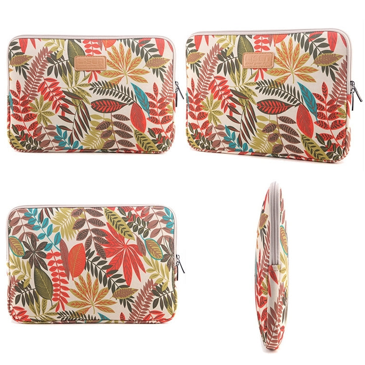 Sleeve Case Colorful Leaves Zipper Briefcase Carrying Bag for Macbook, Samsung, Lenovo, Sony, DELL Alienware, CHUWI, ASUS, HP, 15.6 inch and Below Laptops, 15 inch