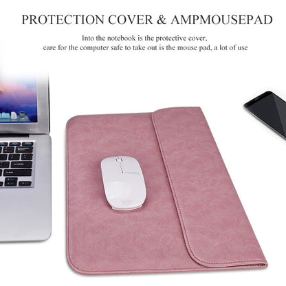 PU01S PU Leather Horizontal Invisible Magnetic Buckle Laptop Inner Bag for 14.1 inch laptops, with Small Bag, 14.1 inch with Small Bag