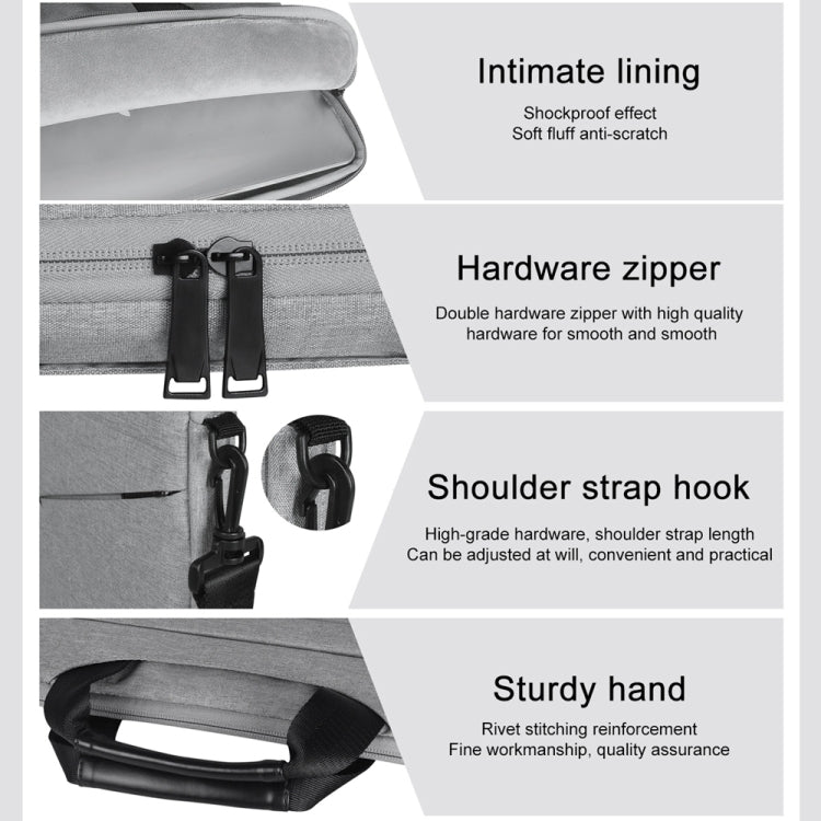 14.1 inch Breathable Wear-resistant Fashion Business Shoulder Handheld Zipper Laptop Bag with Shoulder Strap, 14.1 inch