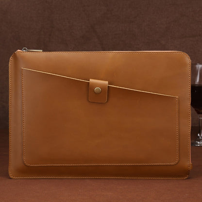Universal Genuine Leather Business Laptop Tablet Zipper Bag For 13.3 inch and Below, 13.3 inch