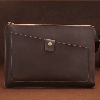 Universal Genuine Leather Business Zipper Laptop Tablet Bag For 15.4 inch and Below, 15.4 inch