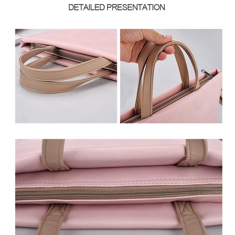 PU Waterproof Laptop Handbag Crossbody Bag for 13.3 inch Laptops, 13.3 inch (Pink)