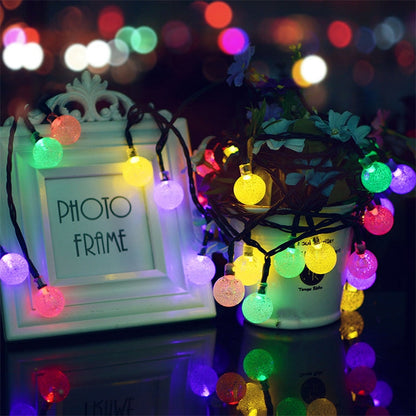 50 LEDs Bubble Ball Outdoor Garden Waterproof Christmas Spring Festival Decoration Solar Lamp String