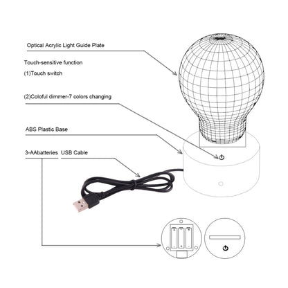 7 Color Discoloration Creative Visual Stereo Lamp Desk Lamp Night Light, Bird In The Cage Style