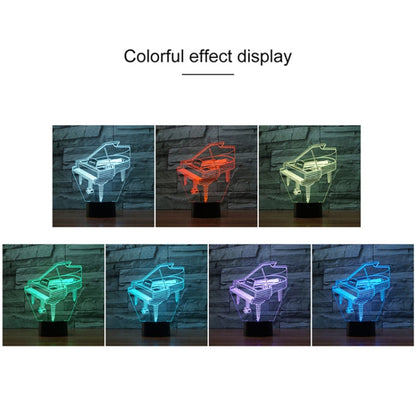 Piano Shape 3D Colorful LED Vision Light Table Lamp, USB & Battery Version, USB & Battery Version
