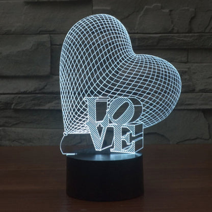 7 Colour Discoloration Creative Visual Stereo Lamp Desk Lamp Night Light, Heart and LOVE Style