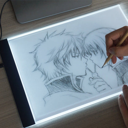 Ultra-thin A4 Size Portable USB LED Artcraft Tracing Light Box Copy Board for Artists Drawing Sketching Animation and X-ray Viewing, No Brightness Control No Charger