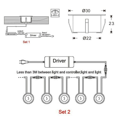 SMD 2835 500-600LM 4000-4500K Deck Light Buried Lamps LED Floor Light Wall Spotlight, Cutout Size: 30x22mm
