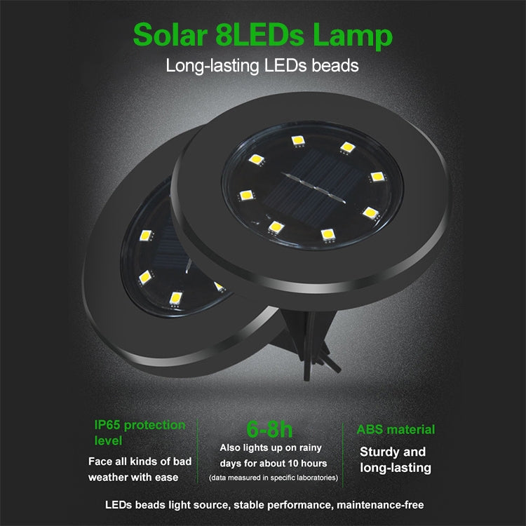 4 PCS 8 LEDs IP65 Waterproof Solar Powered Buried Lamp Garden Villa Garden Lawn Decorative Spotlight