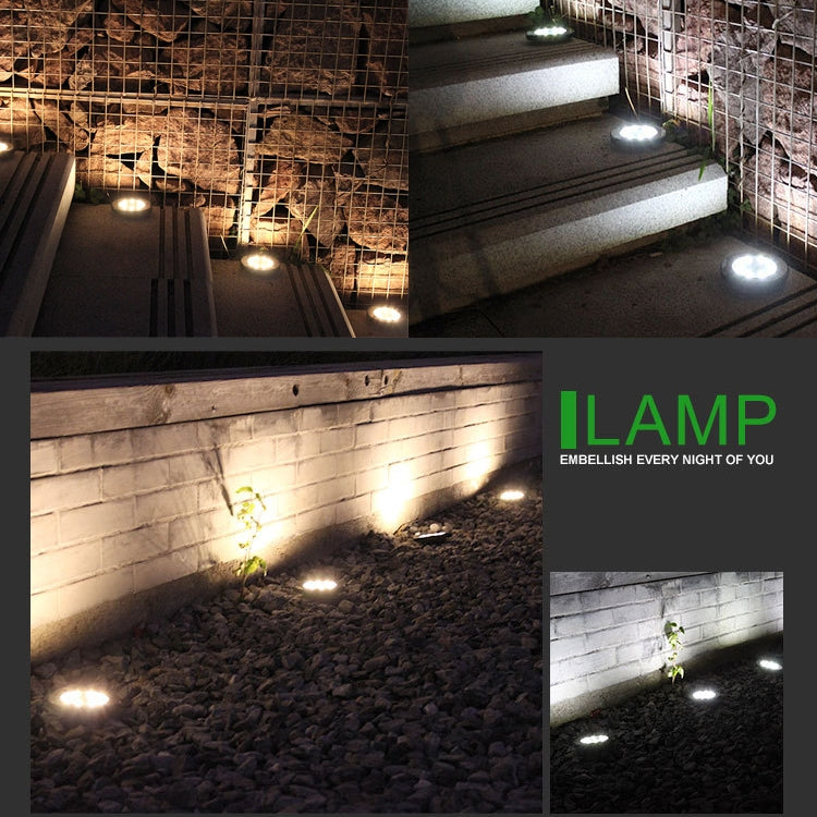 4 PCS 8 LEDs IP65 Waterproof Solar Powered Buried Lamp Garden Villa Garden Lawn Decorative Spotlight
