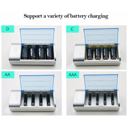 AC 100-240V 4 Slot Battery Charger for AA & AAA & C / D Size Battery, AU Plug