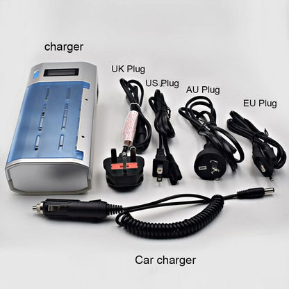 AC 100-240V 4 Slot Battery Charger for AA & AAA & C / D Size Battery, with LCD Display, AU Plug