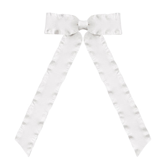 Off White Medium Long Tail Ruffle Hair Clips