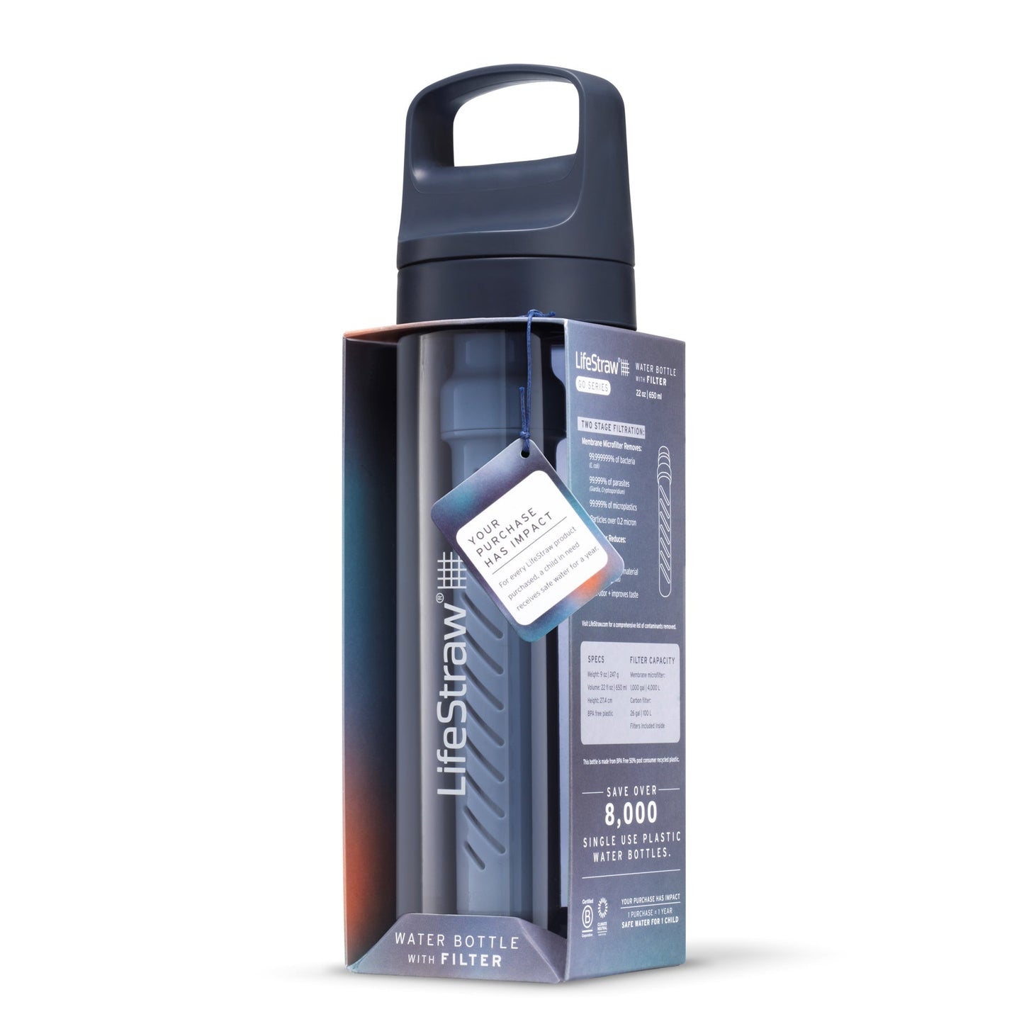 LifeStraw Go 650ml Filter Bottle - Aegean Sea Tritan Renew