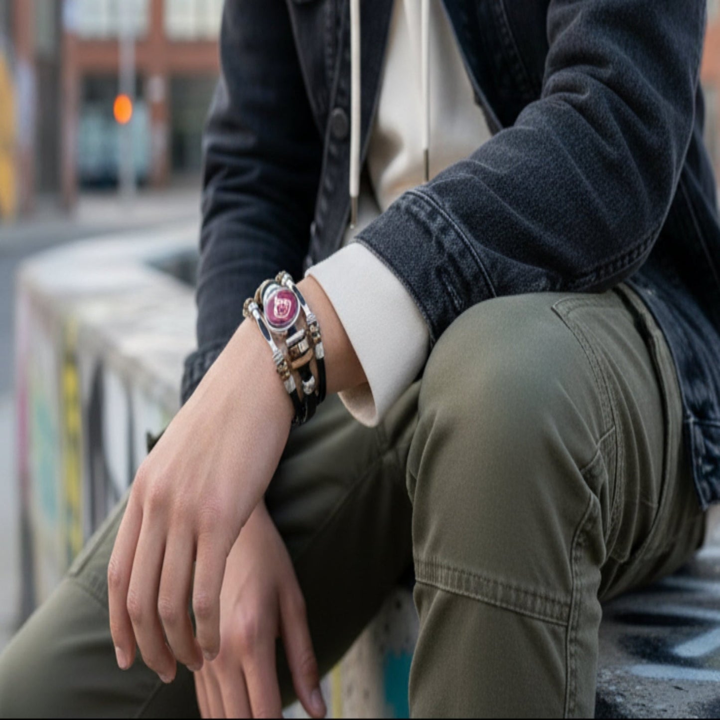 Men's Charm Leather Bracelet Impact Leather