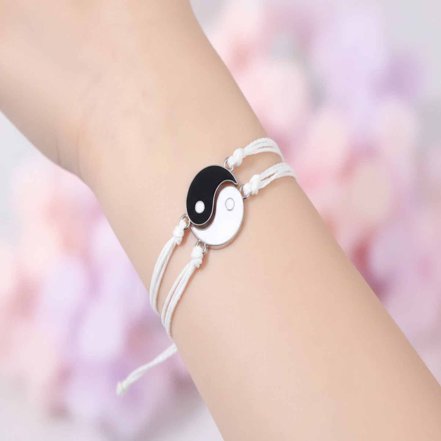 Matching Couple Bracelets Set – Black & White Love Bracelets for Him & Her, Adjustable Lucky Relationship Jewelry Gift for Couples