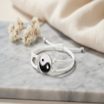 Matching Couple Bracelets Set – Black & White Love Bracelets for Him & Her, Adjustable Lucky Relationship Jewelry Gift for Couples