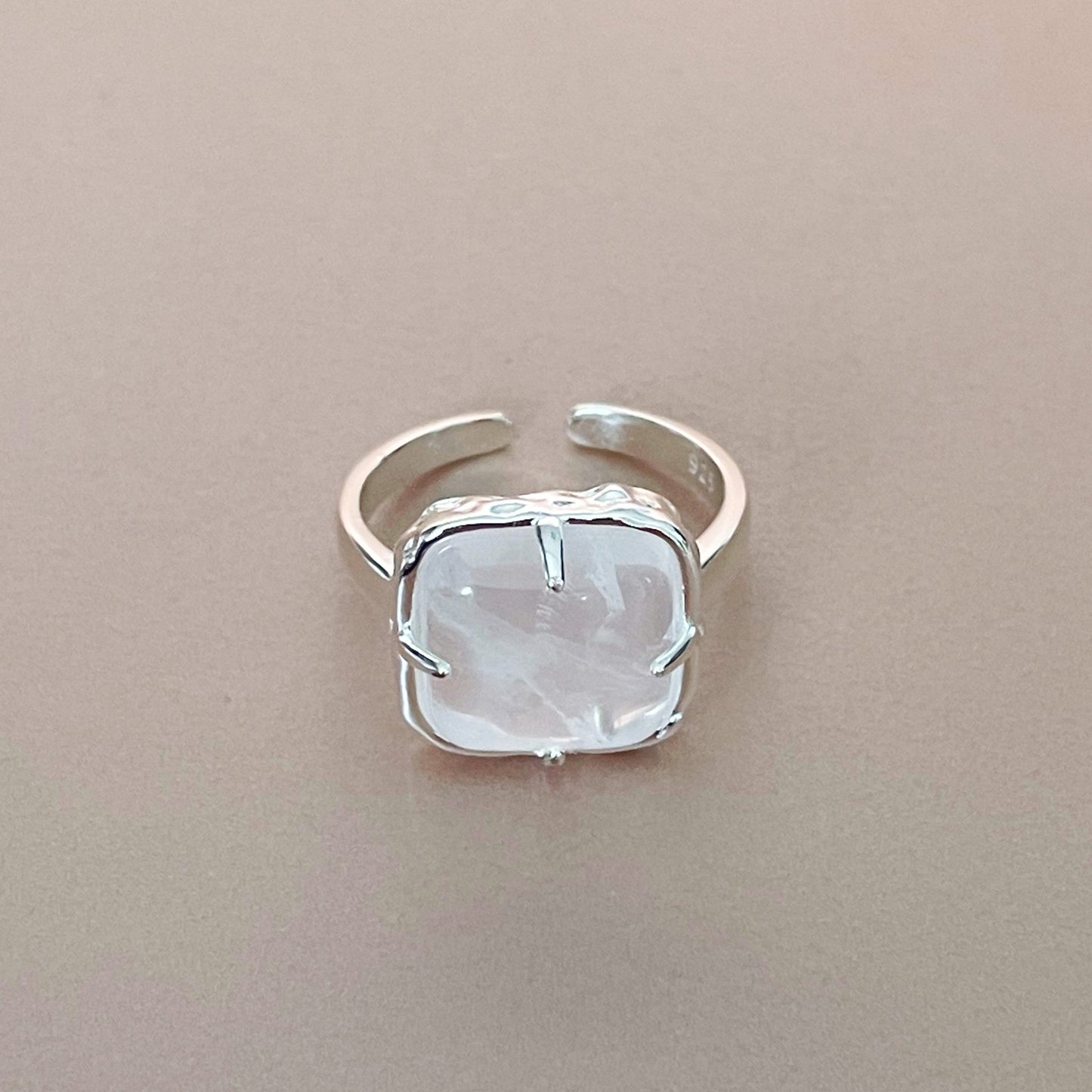 Chiara Silver Tone Cocktail Ring With White Stone
