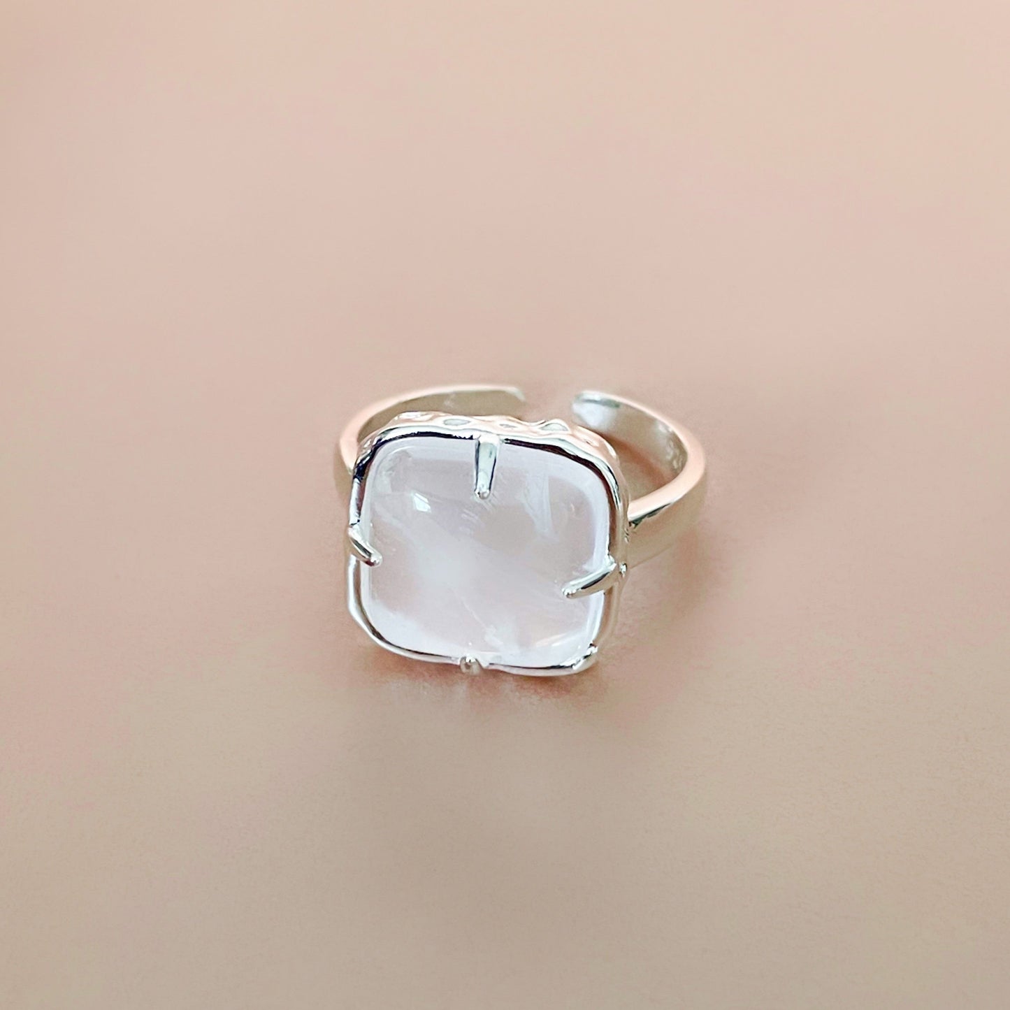 Chiara Silver Tone Cocktail Ring With White Stone