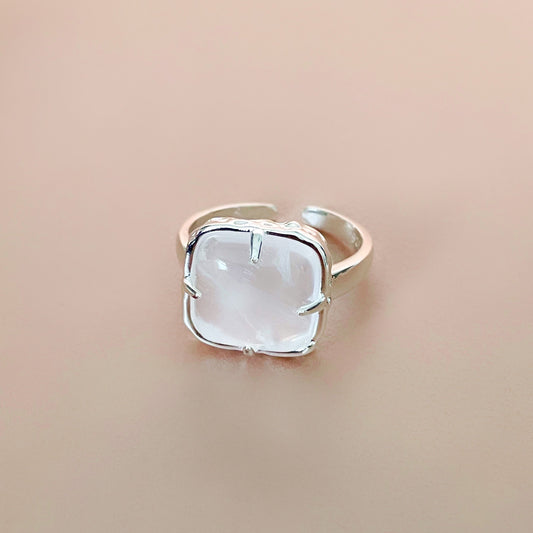 Chiara Silver Tone Cocktail Ring With White Stone