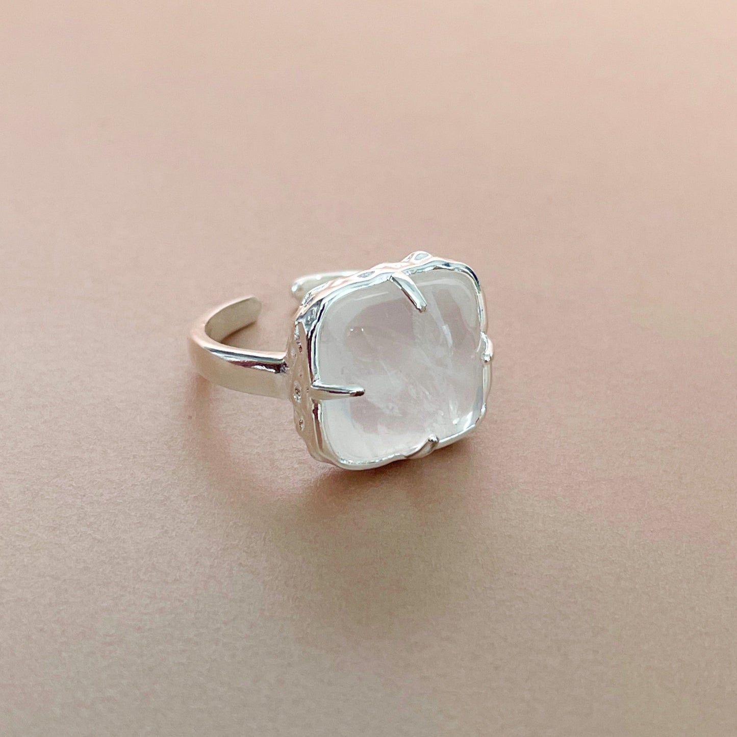 Chiara Silver Tone Cocktail Ring With White Stone