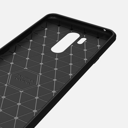For LG G7 ThinQ Brushed Texture Carbon Fiber Shockproof TPU Protective Back Case, For LG G7 ThinQ