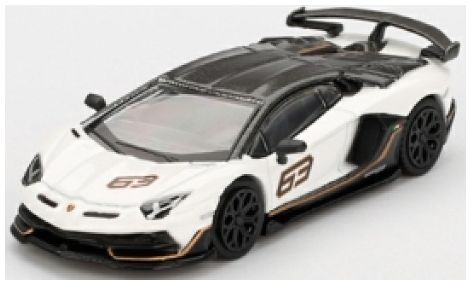Lamborghini Aventador SVJ 63 Bianco Asopo (LHD) (Blister Packaging) 1:64 Scale MINI GT Diecast Model