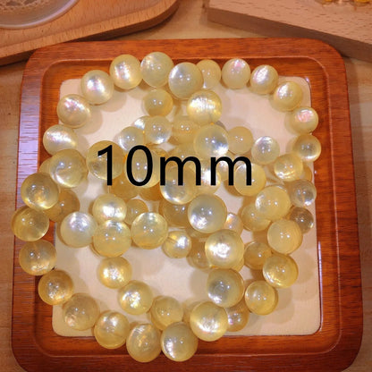 Natural Gold Kunzite Lepidolite Quartz Crystal Gemstone Bracelet, Size 10,11,12,13,14,16mm