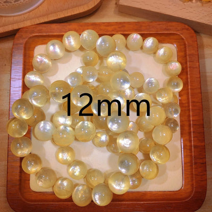 Natural Gold Kunzite Lepidolite Quartz Crystal Gemstone Bracelet, Size 10,11,12,13,14,16mm