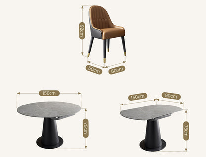 Lessie Round Extendable Dining Table, Sintered Stone