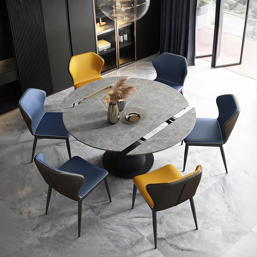 Lessie Round Extendable Dining Table, Sintered Stone