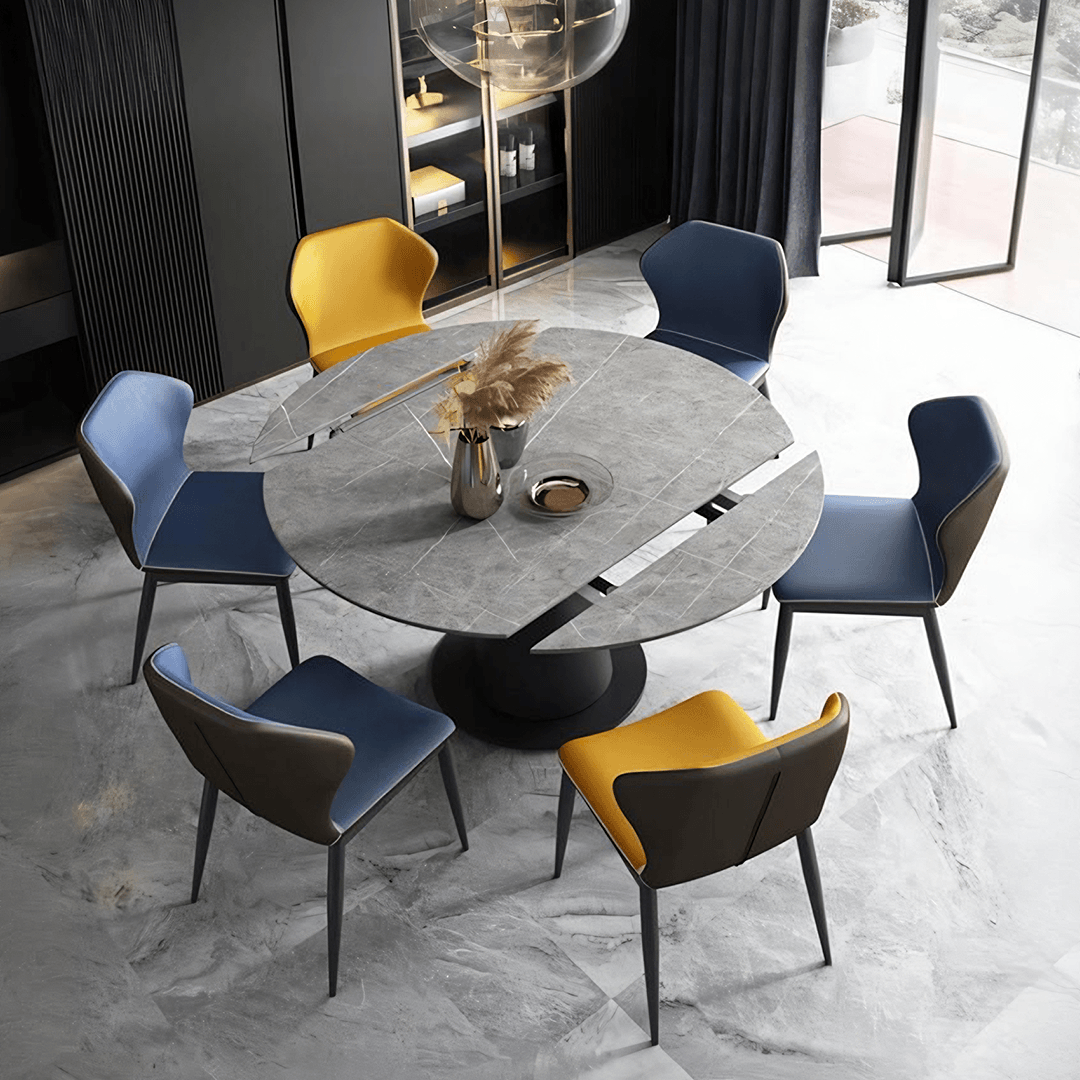 Lessie Round Extendable Dining Table, Sintered Stone