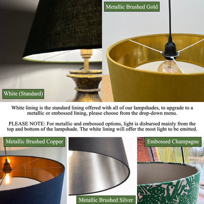 Fruta Fig Velvet Lampshade | French Drum Ceiling Light Shade | Bespoke Handmade Empire Lampshade