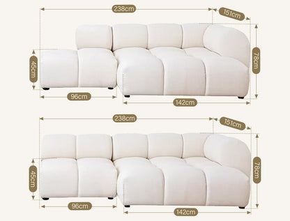 Lysander Velvet Module Three Seater, Four Seater, Five Seater Sofa, Corner Sofa, White