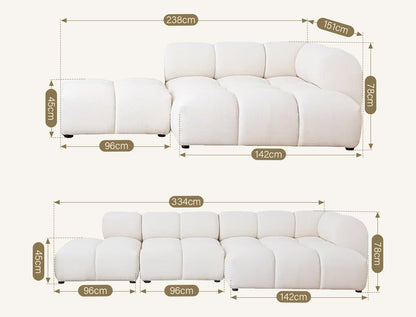 Lysander Velvet Module Three Seater, Four Seater, Five Seater Sofa, Corner Sofa, White