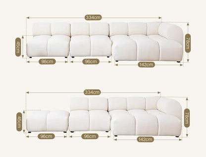 Lysander Velvet Module Three Seater, Four Seater, Five Seater Sofa, Corner Sofa, White