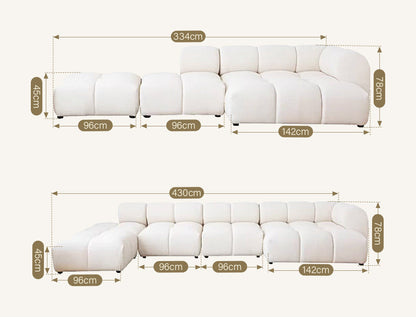 Lysander Velvet Module Three Seater, Four Seater, Five Seater Sofa, Corner Sofa, White