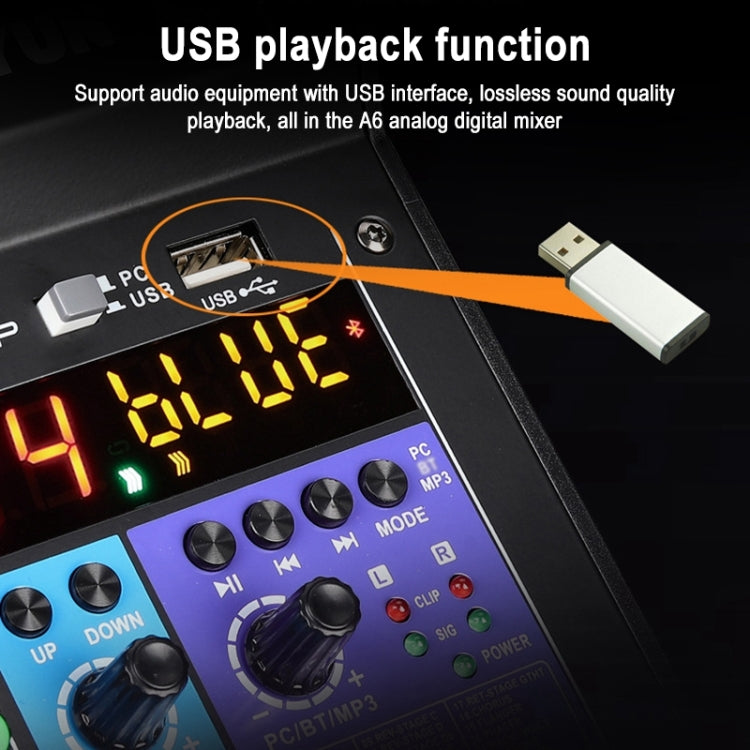 TEYUN NA6 6-channel Small Mixing Console Mobile Phone Sound Card Live Broadcast Computer Recording Console Processor, US Plug, NA6 US Plug