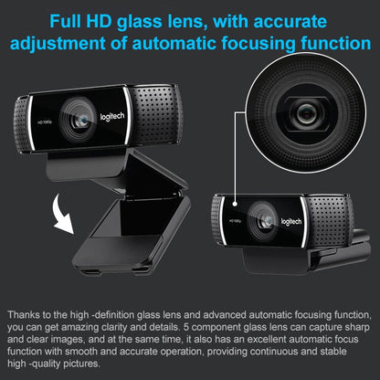 Logitech C922 Pro HD Pro Autofocus Built-in Stream Webcam 1080P Web Camera, C922 Pro