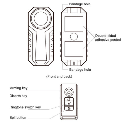 KS-SF22R IP55 Waterproof Wireless 113dB Vibration Burglar Sensor Alarm with Remote Control for Vehicle / Bicycle / Electric Bicycle, KS-SF22R